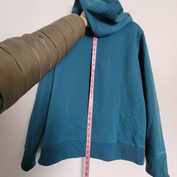 Under Armour Semi Fitted Hoodie Teal Long Sleeve Pullover Sweatshirt Size Large - Picture 8 of 12